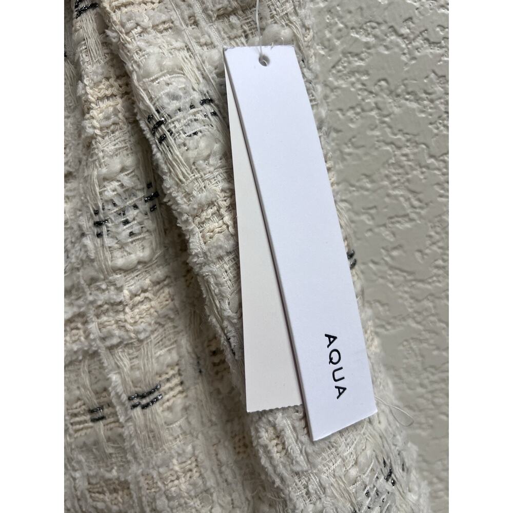 Aqua NWT Women’s Ivory Tweed Halter Mini Dress Sz XXL Buttons Pleated Skirt - Picture 6 of 8